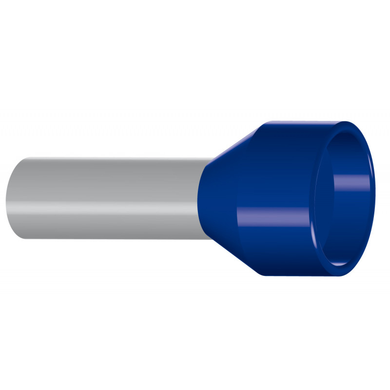 Embout de câblage isolé pour fil souple section 50mm² - bleu - collerette isolante - Sachet de 50 pièces