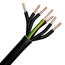 Câble électrique R2V 7G1,5mm² - Couleur VJ + noir numéroté - 7 conducteurs fils 1,5mm² - Couronne ou au mètre
