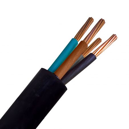 Câble électrique R2V 4x10mm² - Couleur N/M/G/B - 4 conducteurs - sans terre - section 10mm² - Coupe au mètre