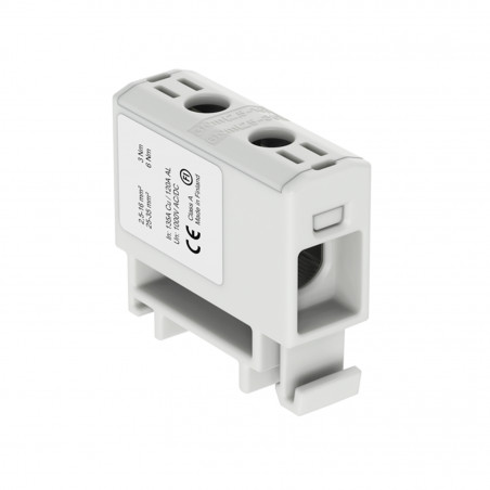 Connecteur alu cuivre gris pour câble de section 2,5 à 35mm² - 1000V AC/DC - Fixation rail DIN