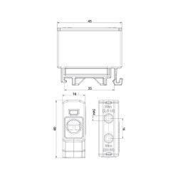 Connecteur alu cuivre gris pour câble de section 2,5 à 35mm² - 1000V AC/DC - Fixation rail DIN
