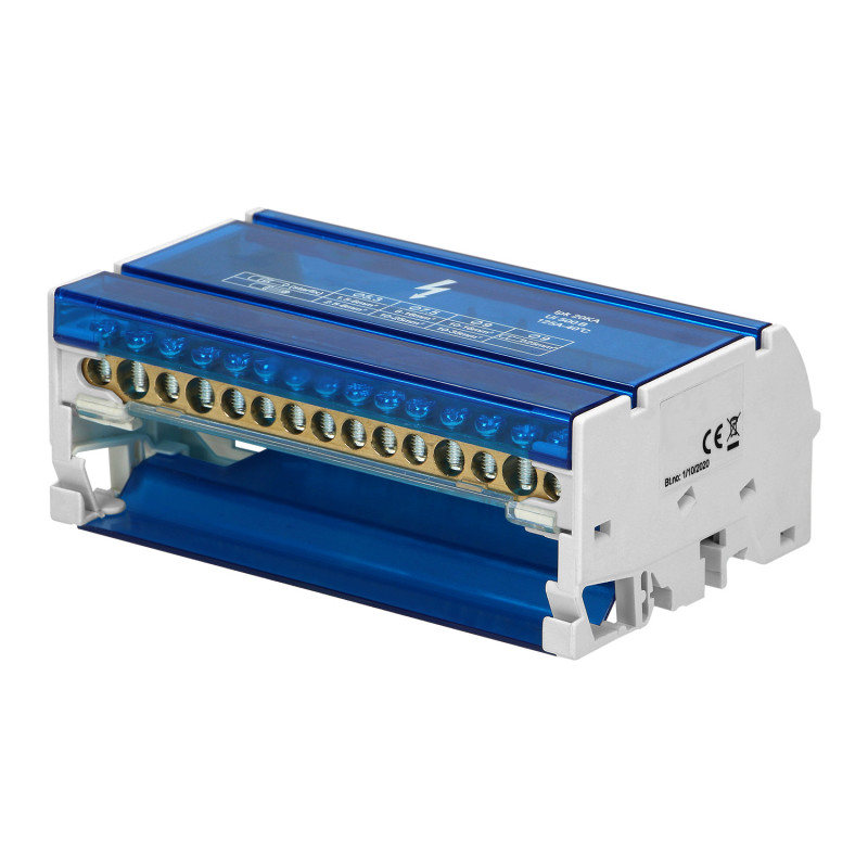 Répartiteur modulaire tétrapolaire 125A 15 départs : 11x 1,5 à 6mm² + 2x 10 à 25mm² + 2x 35mm²