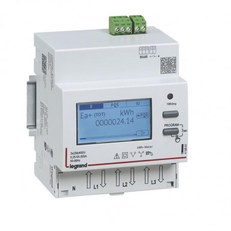 412093 Legrand - Compteur électrique 63A - 3P+N - écran LCD - Avec option double tarif - Certifié MID - EMDX3