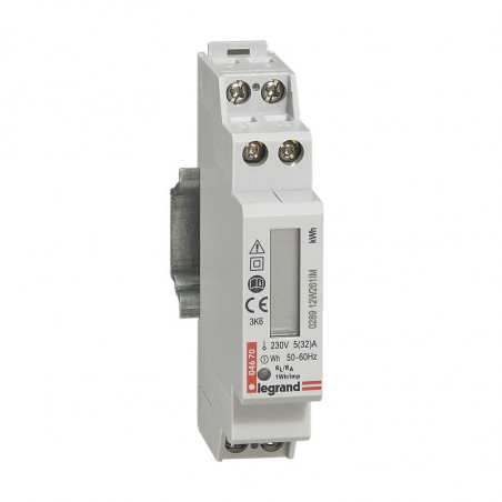004670 Legrand - Compteur électrique 32A - 1P+N - écran LCD - sortie à impulsion - EMDX3