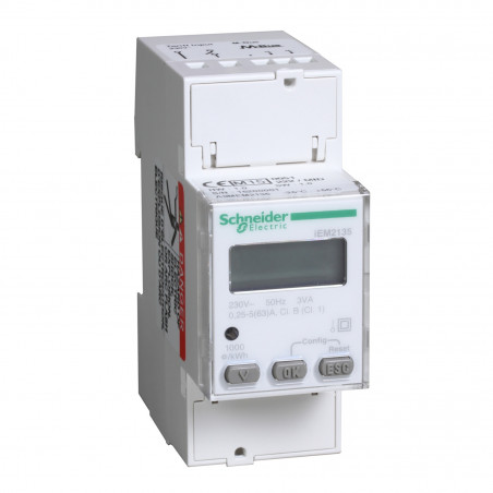 A9MEM2135 Schneider - Compteur électrique 63A - 1P+N - écran LCD - Avec option double tarif - MID - Acti 9