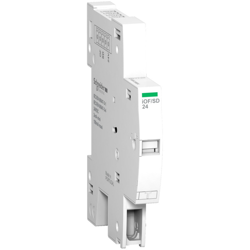 A9A19804 Contact auxiliaire iOF+SD 24Vcc pour disjoncteur différentiel iC60 Schneider - Ti24 en haut - Acti9