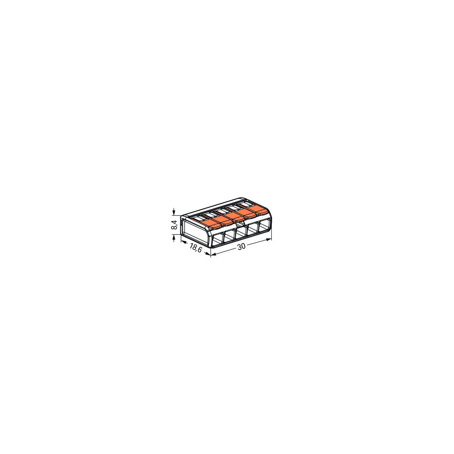 Borniers WAGO 221-415 - Connecteur Levier Réutilisable - Boîte Jonction électrique - 0.2-4mm²