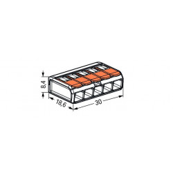 221-415 Wago - Boite de 25 bornes de connexion Wago 5 entrées de 4mm² pour fils souples & rigides à levier