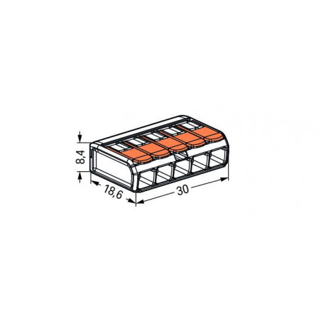 221-415 Wago - Boite de 25 bornes de connexion Wago 5 entrées de 4mm² pour fils souples & rigides à levier