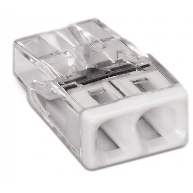 2273-202 Wago - Boite de 100 bornes de connexion Wago 0,5 à 2,5mm² fils rigides 2 entrées BLANC