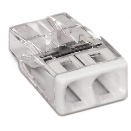 2273-202 Wago - Boite de 100 bornes de connexion Wago 0,5 à 2,5mm² fils rigides 2 entrées BLANC