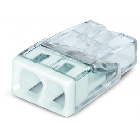2273-202 Wago - Boite de 100 bornes de connexion Wago 0,5 à 2,5mm² fils rigides 2 entrées BLANC