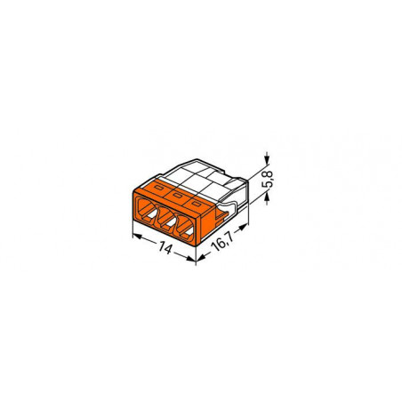 2273-203 Wago - Boite de 100 bornes de connexion Wago 3 entrées 0,5 à 2,5mm² fil rigide ORANGE