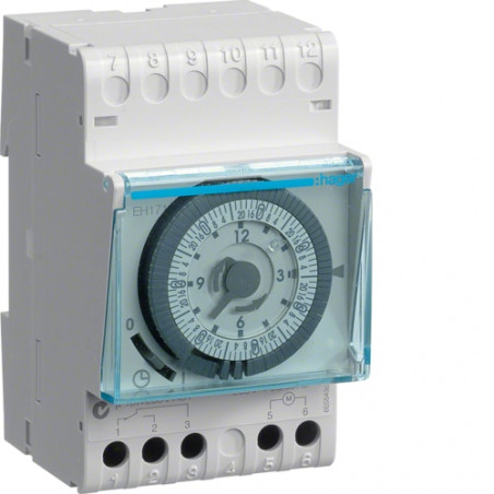 EH171 Interrupteur horaire analogique hebdomadaire 7j - 84 commutations 1 canal - 3 modules Fixation rail DIN