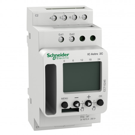 CCT15245 Schneider - interrupteur crépusculaire astronomique programmable - 2 canaux - Acti9 IC Astro