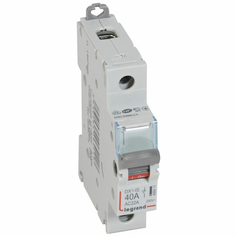 406411 Interrupteur modulaire unipolaire 1P 250V - 40A - 1 module - Bornes à vis Legrand DX³-IS