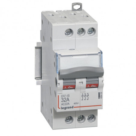 406459 Interrupteur sectionneur triphasé 3P 400V - 32A - 2 modules - Bornes à vis Legrand DX³-IS