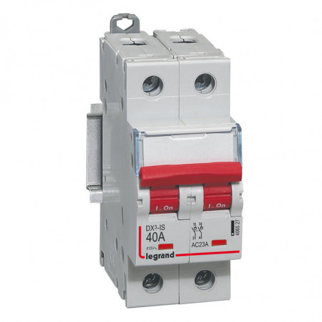 406527 Interrupteur sectionneur bipolaire 2P - 40A - 2 modules - Auxiliarisable - Legrand DX³-IS