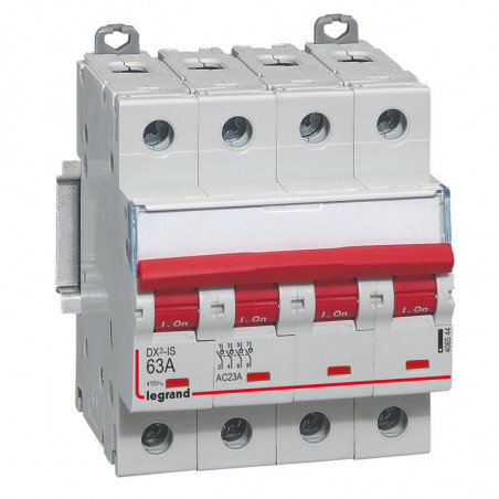 406544 Interrupteur sectionneur tétrapolaire 2P - 63A - 4 modules - Auxiliarisable - Legrand DX³-IS