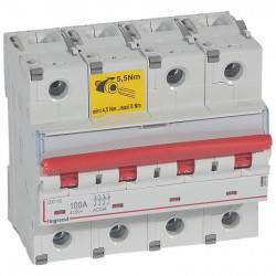 406546 Interrupteur sectionneur tétrapolaire 2P - 100A - 6 modules - Auxiliarisable - Legrand DX³-IS