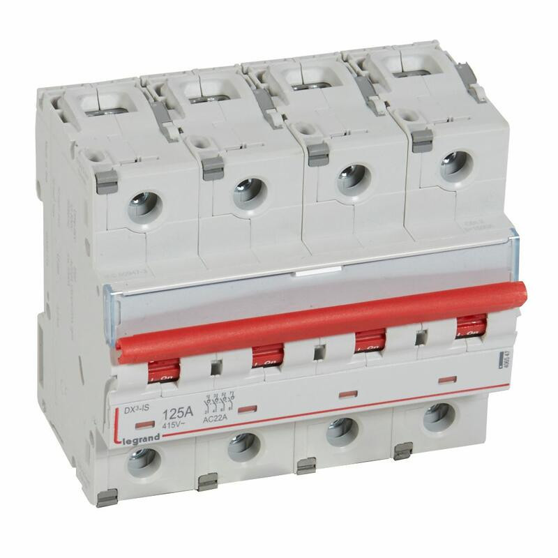 406547 Interrupteur sectionneur tétrapolaire 2P - 125A - 6 modules - Auxiliarisable - Legrand DX³-IS