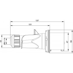 Prise CEE male 2P+T 16A - 220V - Étanche IP44 - IDE
