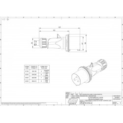 Prise CEE male 2P+T 16A - 220V - Étanche IP44 - IDE