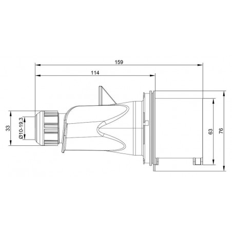 Prise P17 32A 2P+T 220V - Étanche IP44 - IDE