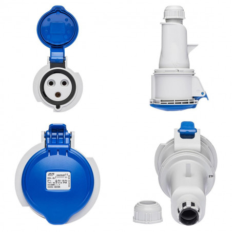Fiche femelle P17 32A 2P+T 220V - Étanche IP44 - IDE