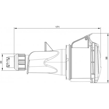 Fiche femelle P17 32A 2P+T 220V - Étanche IP44 - IDE