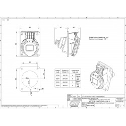 Prise P17 CEE 16A 2P+T - Encastrable sur coffret - Étanche IP44 - IDE