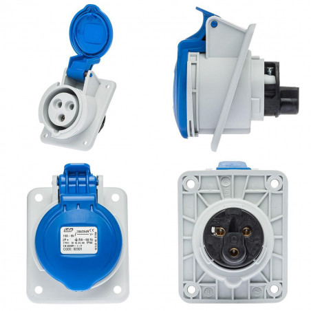 Prise P17 CEE 16A 2P+T - Encastrable sur coffret - Étanche IP44 - IDE