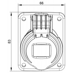 Prise P17 CEE 16A 2P+T - Encastrable sur coffret - Étanche IP44 - IDE