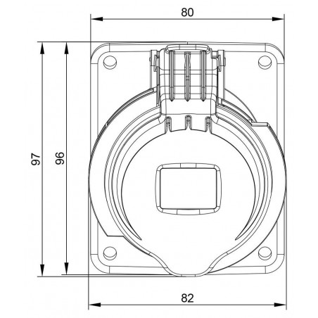 Prise P17 CEE 32A 2P+T - Encastrable sur coffret - Étanche IP44 - IDE