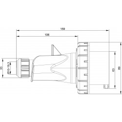 Fiche mobile male  32A 2P+T - Étanchéité renforcée IP67 - IDE