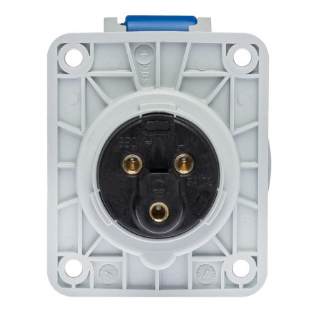 Prise monophasé 16A 2P+T - Encastrable sur coffret - Étanche IP67 - IDE