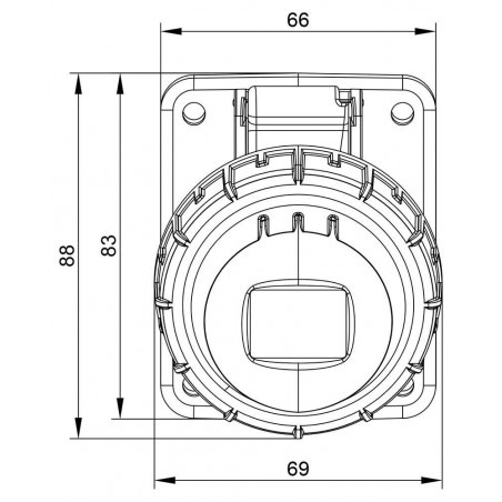 Prise monophasé 16A 2P+T - Encastrable sur coffret - Étanche IP67 - IDE