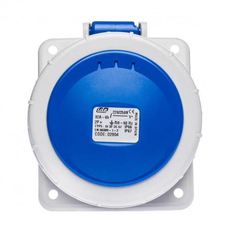 Prise monophasé 32A 2P+T - Encastrable sur coffret - Étanche IP67 - IDE