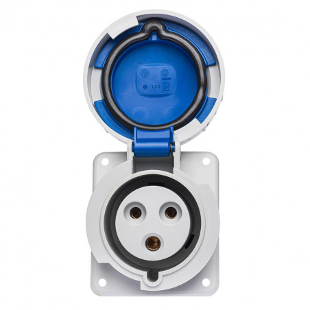 Prise monophasé 32A 2P+T - Encastrable sur coffret - Étanche IP67 - IDE