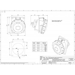 Prise monophasé 32A 2P+T - Encastrable sur coffret - Étanche IP67 - IDE