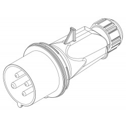 Prise triphasé 16A 3P+T 380V - 4 broches - Étanche IP44 - IDE