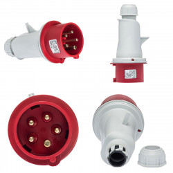 Prise tétrapolaire 16A 3P+N+T 380V - 5 broches - Étanche IP44 - IDE