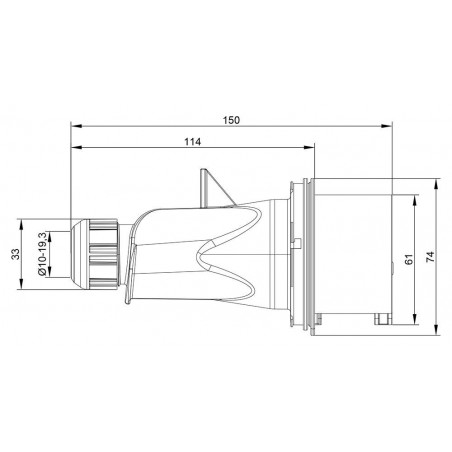 Prise tétrapolaire 16A 3P+N+T 380V - 5 broches - Étanche IP44 - IDE