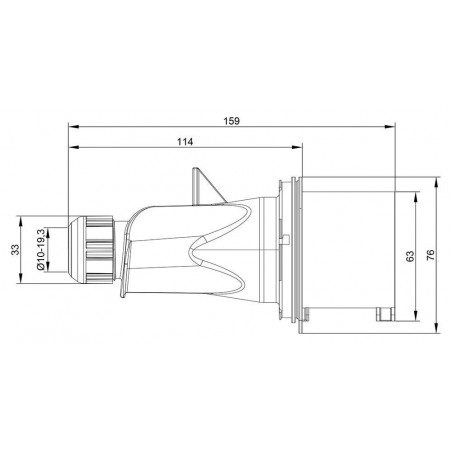 Prise triphasé 32A 3P+T 380V - 4 broches - Étanche IP44 - IDE