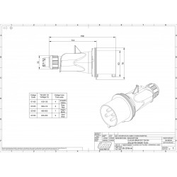 Prise triphasé 32A 3P+T 380V - 4 broches - Étanche IP44 - IDE
