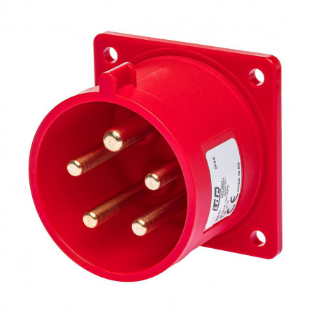 Prise male encastrable tétrapolaire 32A 3P+N+T 380V - 5 broches - Étanche IP44 - IDE