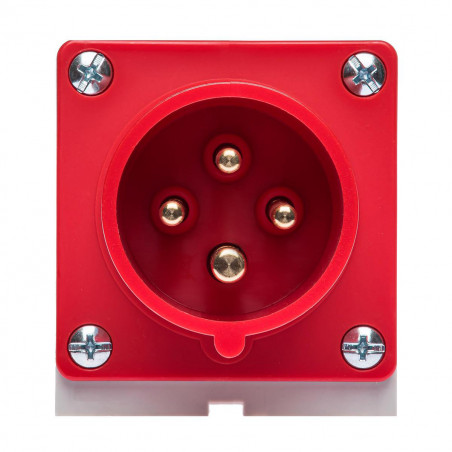 Socle male triphasé 16A 3P+T 380V - 4 broches - Étanche IP44 - IDE