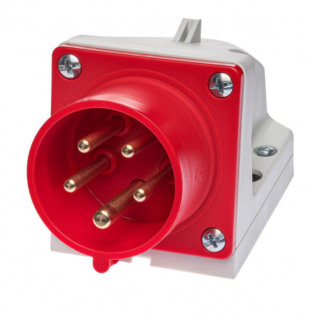 Socle male tétrapolaire 16A 3P+N+T 380V - 5 broches - Étanche IP44 - IDE