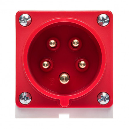 Socle male tétrapolaire 16A 3P+N+T 380V - 5 broches - Étanche IP44 - IDE