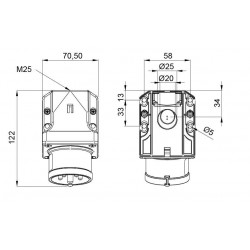 Socle male tétrapolaire 16A 3P+N+T 380V - 5 broches - Étanche IP44 - IDE